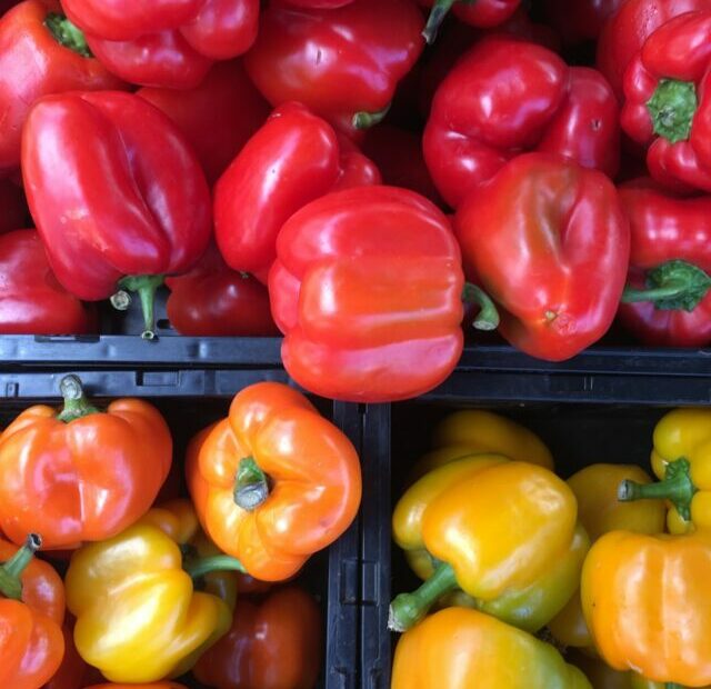 red and yellow bell peppers lot